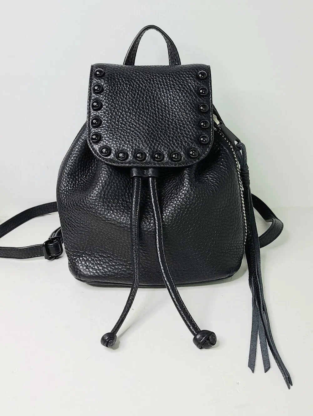 Rebecca Minkoff Studded Black Leather Top Handle Backpack